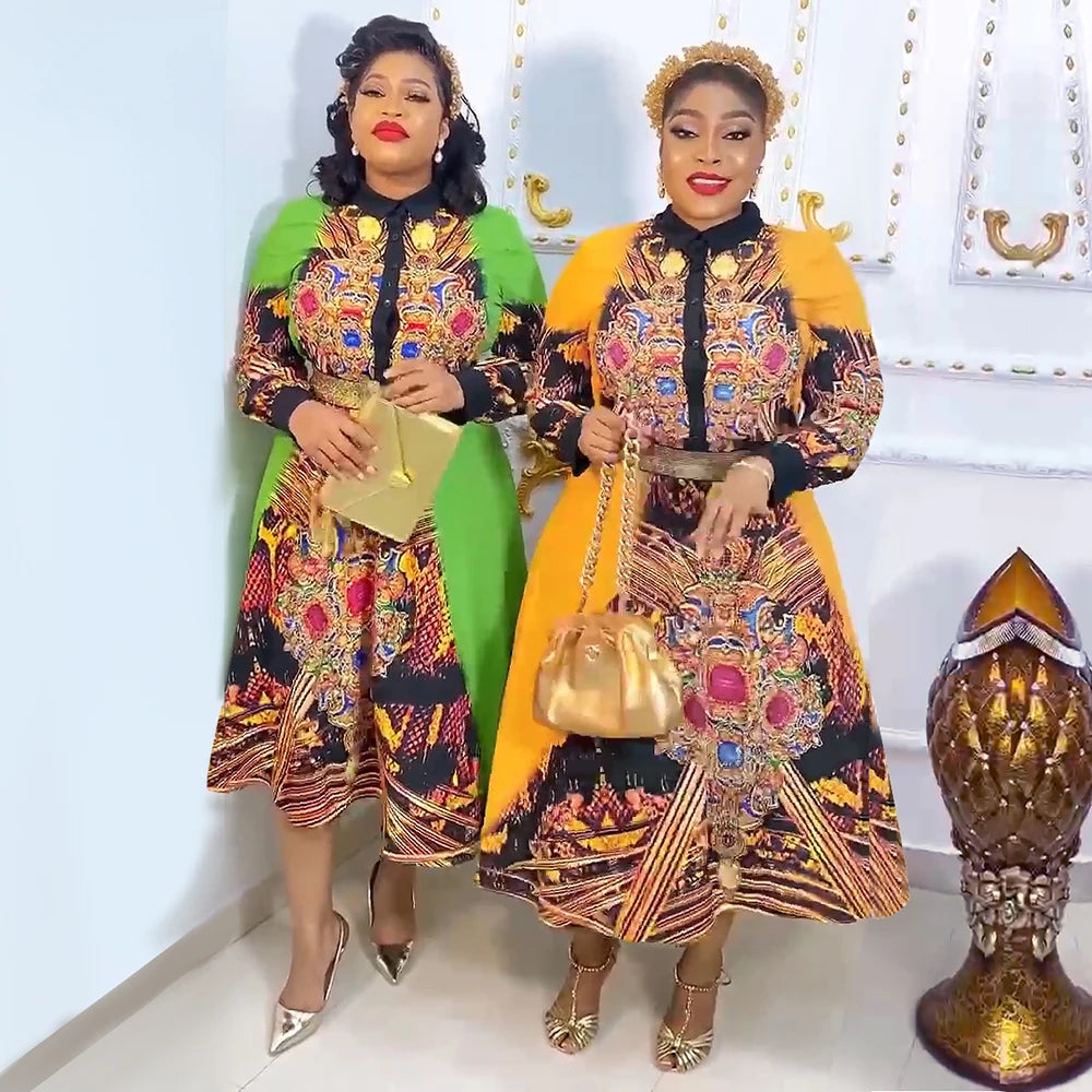 Plus Size African Party Dresses for Women Dashiki Ankara Outfit Boubou Dubai Summer Chiffon Kaftan Maxi Dress Muslim Clothes